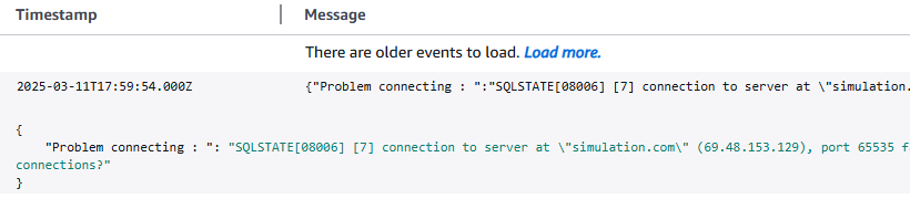 phpcloudwatchlogs_connect_error